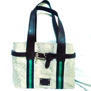 Tommy Hilfiger beige & blue/green shoulder bag